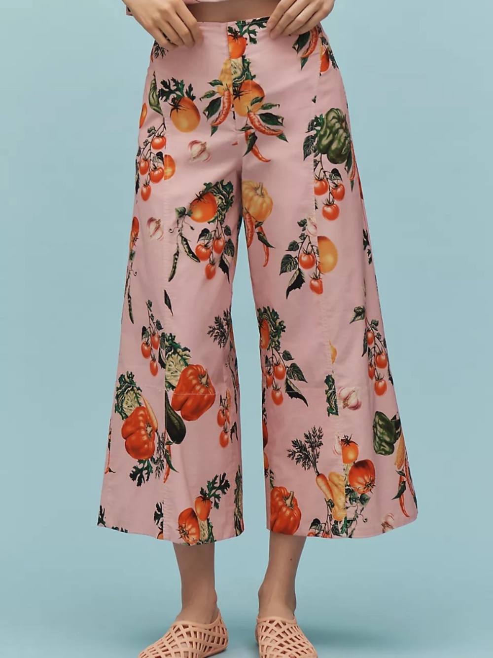 Maeve Anthropologie garden vegetable high-rise printed crop wide-leg pants - Picture 2 of 6